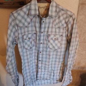 Wrangler Blue Plaid Western Shirt